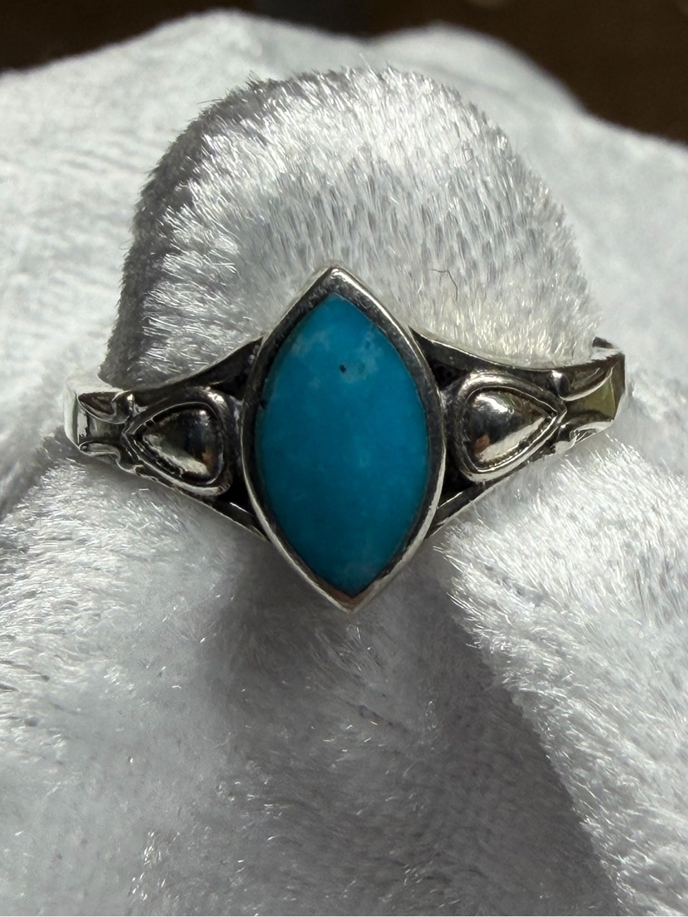 Sterling Silver Turquoise Marquise Ring - Blue Stone